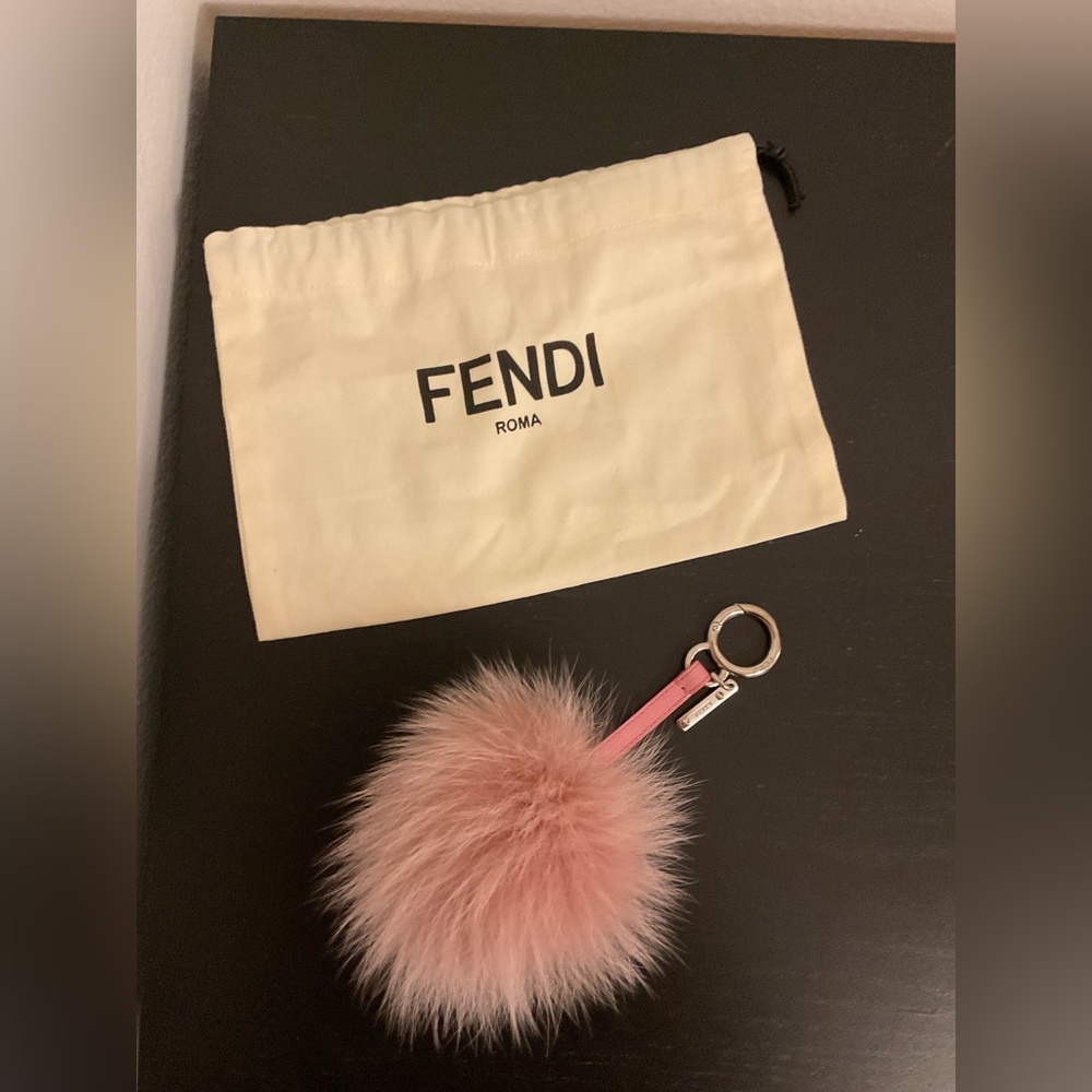 Fendi Blush Pink Fox Fur Pom-Pom Key Ring